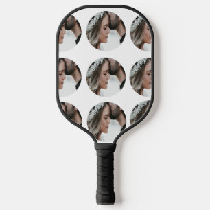 custom simple add circular photo collage add name  pickleball paddle