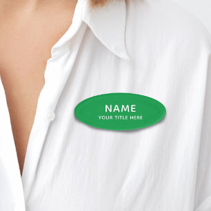Custom Simple Basic Modern Bright Green Title Name Tag