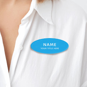 Custom Simple Basic Modern Minimal Sky Blue Title Name Tag