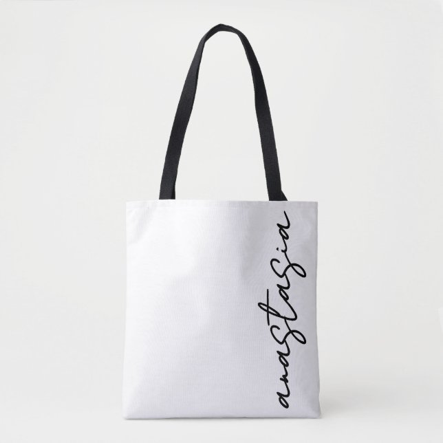 Custom Simple Black and White Tote - Customize It Bag (Front)