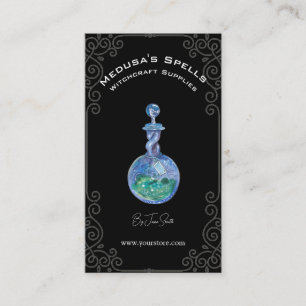 Custom Simple Black Witchcraft Spell Bottle  Business Card