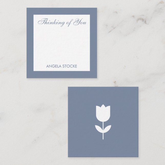 Custom Simple Blue Flower Enclosure Card (Front/Back)