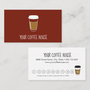 Custom Simple Burnt Orange Coffee House loyalty Card