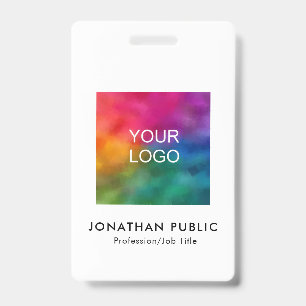 Custom Simple Business Logo Name And Title QR Code Badge
