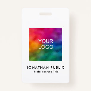 Custom Simple Business Logo Name And Title QR Code Badge