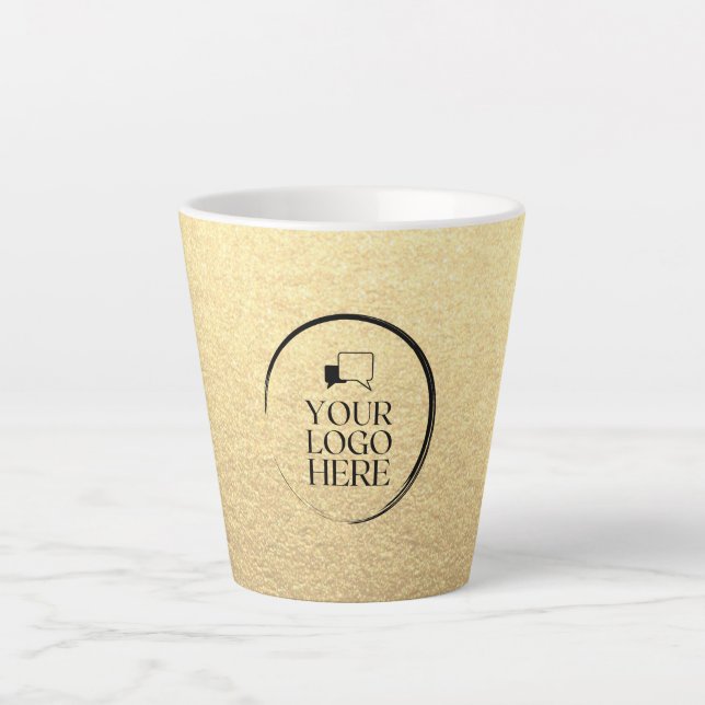 Custom simple clean business gold your logo here latte mug (Front)