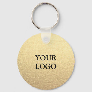 Custom Simple Clean Gold Business Your Logo Here K Keychain
