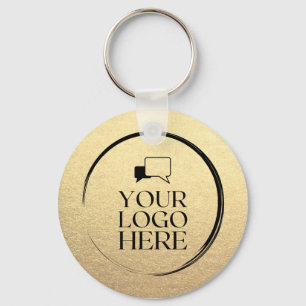 Custom Simple Clean Gold Business Your Logo Here  Keychain