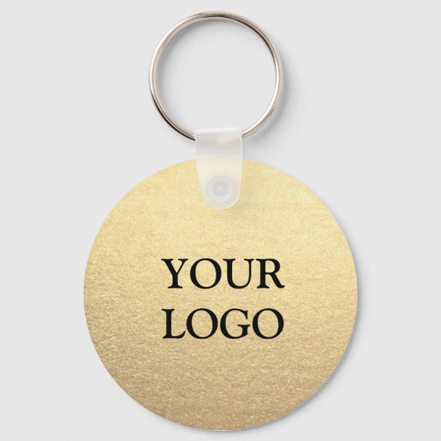 Custom Simple Clean Gold Business Your Logo Here Keychain (Front)