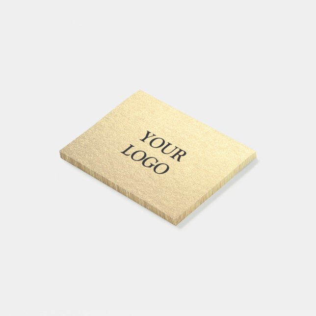 Custom Simple Clean Gold Business Your Logo Here Post-it Notes (Angled)