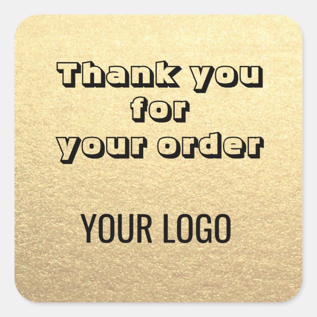 Custom Simple Clean Gold Business Your Logo Here Square Sticker (Front)