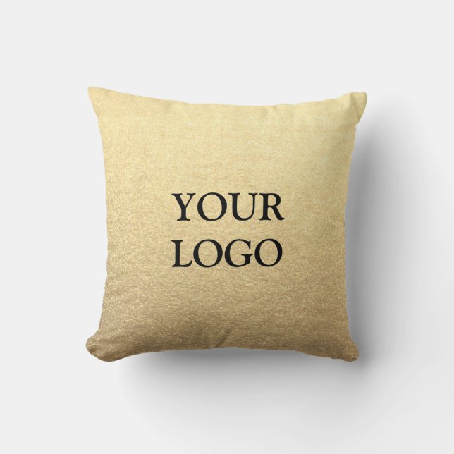 Custom Simple Clean Gold Business Your Logo Here Throw Pillow (Front)