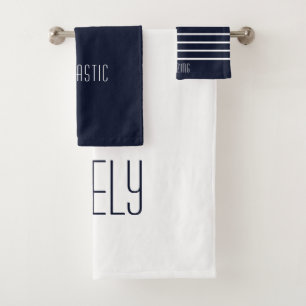 Custom Simple Cute Navy Family Bath Towel Set