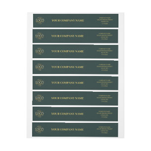 Custom Simple Dark Green Business Logo Branded Wrap Around Label