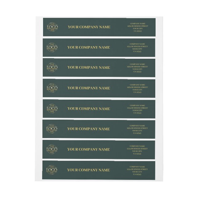Custom Simple Dark Green Business Logo Branded Wrap Around Label (Sheet)