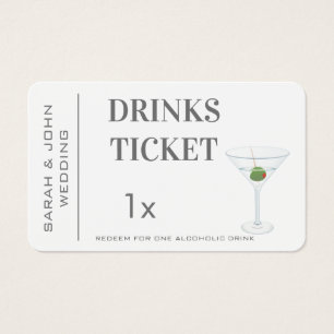 Custom Simple Drink Ticket Wedding Reception