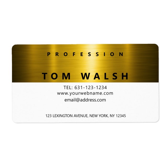 Custom Simple Elegant Gold White Business Card (Front)