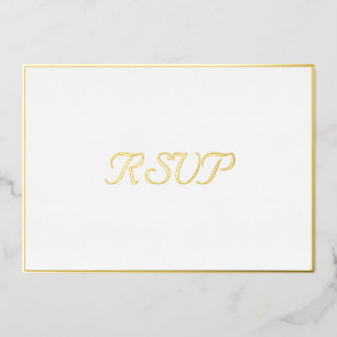 Custom Simple Elegant Party RSVP White Faux Gold