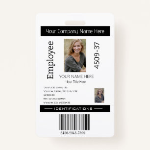 Custom Simple Employee Photo ID Company Security  Badge