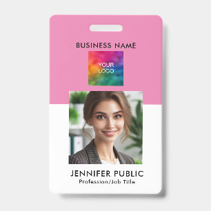 Custom Simple Employee Photo QR Code Company Logo Badge