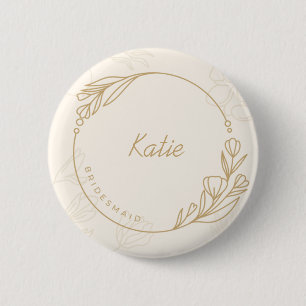 Custom Simple Floral Bridesmaid Button