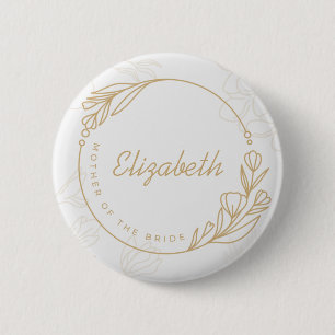 Custom Simple Floral Mother of the Bride 2 Inch Round Button