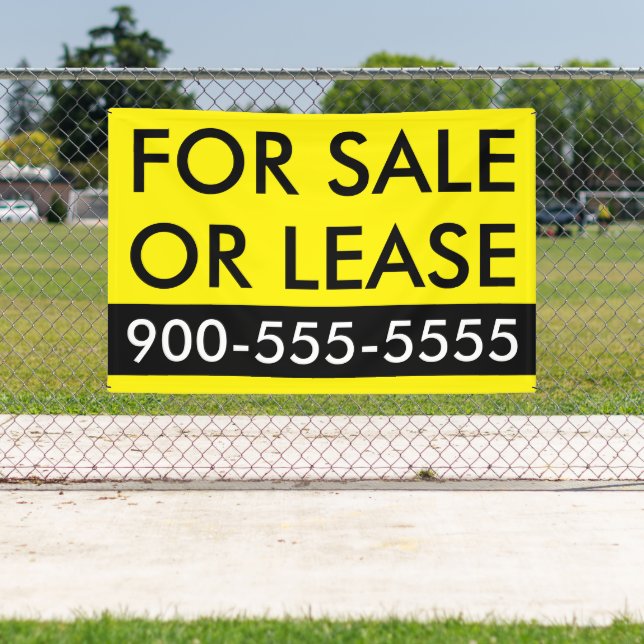 Custom Simple For Sale or Lease Black Yellow Banner (Insitu)