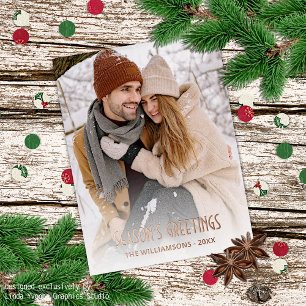 Custom Simple Full Photo On Rose Gold Foil Holiday Postcard
