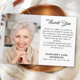 Custom Simple Funeral Personalized Photo Thank You Card