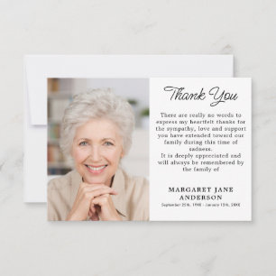Custom Simple Funeral Personalized Photo Thank You Card