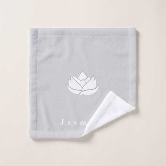 Custom Simple Grey and White Lotus Flower Wash Cloth (Wash Cloth)