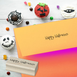 Custom Simple Happy Halloween Greetings Fun Script Rubber Stamp