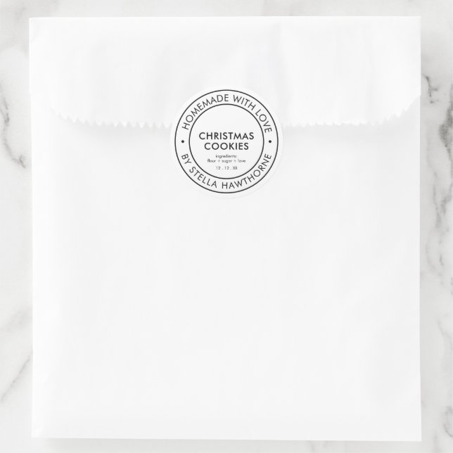 Custom Simple Holiday Homemade Classic Round Sticker (Bag)
