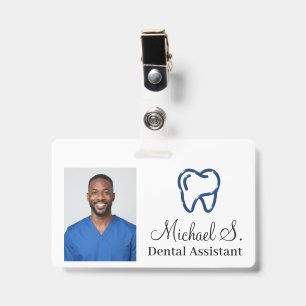 Custom Simple Logo Dental Assistant Photo Name Badge
