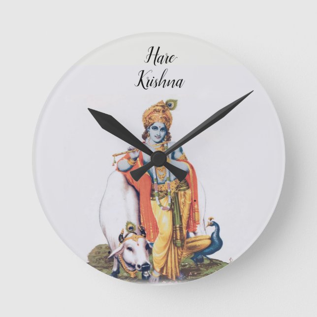 Custom Simple Lord Krishna avec la vache Horloge r (Recto)