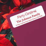 Custom Simple Merry Christmas Family Name Script<br><div class="desc">Custom,  personalized,  simple,  elegant,  festive red typography / script / font,  Merry Christmas / Happy Holidays / Season's Greetings return address label. Simply enter the family name / bride & groom's / wife & husband's names,  and address,  to customize.</div>