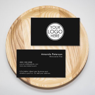 Custom Simple Minimalist Logo Black Business Card
