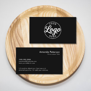 Custom Simple Minimalist Logo Black Business Card