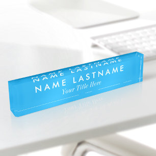 Custom Simple Minimalist Modern Sky Blue Title Nameplate