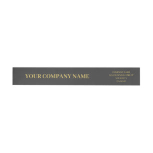 Custom Simple Minimalist Trendy Grey Gold Business Wrap Around Label