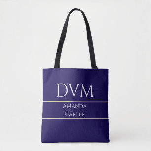 Custom Simple Modern Blue DVM Tote Bag
