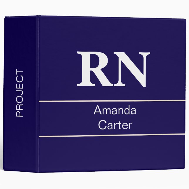 Custom Simple Modern Blue Nurse Binder (Front/Spine)