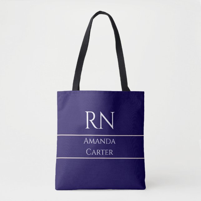 Custom Simple Modern Blue Nurse Tote Bag (Front)