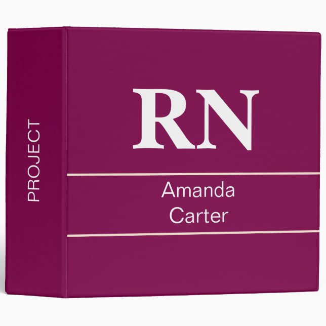 Custom Simple Modern Burgundy Nurse Binder (Front/Spine)