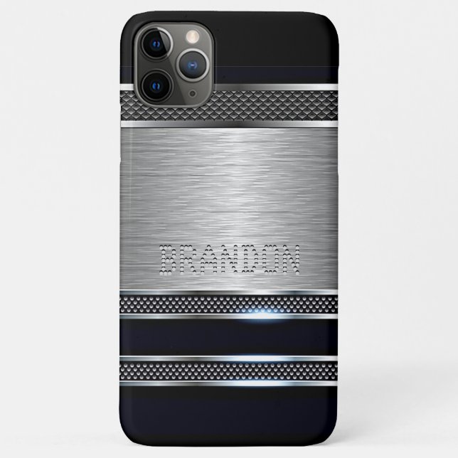Custom Simple Modern Faux Metallic Stripes Pattern Case-Mate iPhone Case (Back)