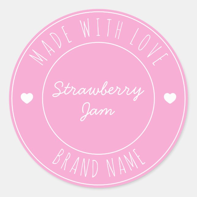 Custom Simple Modern Jam Canning Pink Classic Round Sticker (Front)