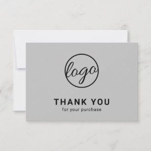 Custom Simple Modern Light Grey Logo Business Thank You Card