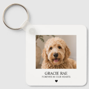 Custom Simple Modern Photo Pet Memorial Keychain