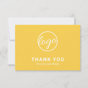 Custom Simple Modern Yellow Logo Business Thank You Card