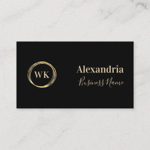 Custom Simple Monogram Black Gold Business Card